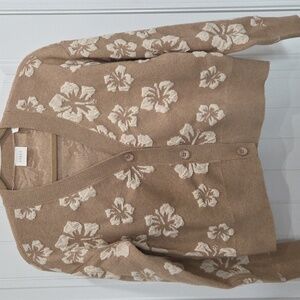 Cyrus Womans Teztured Floral Cardigan, Size Small